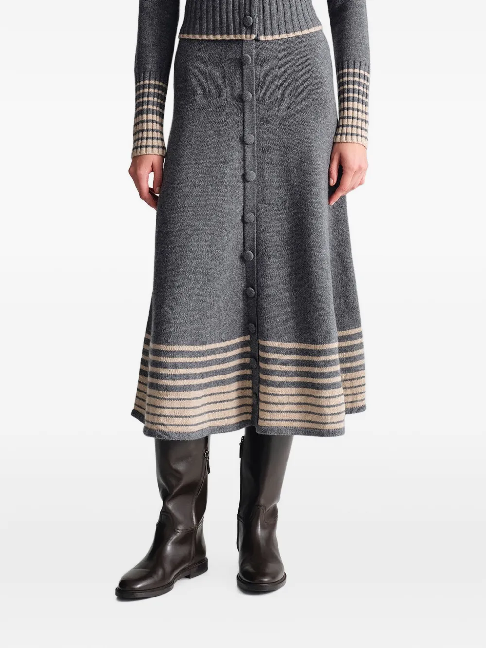 Cara Camden button-front midi skirt Grijs