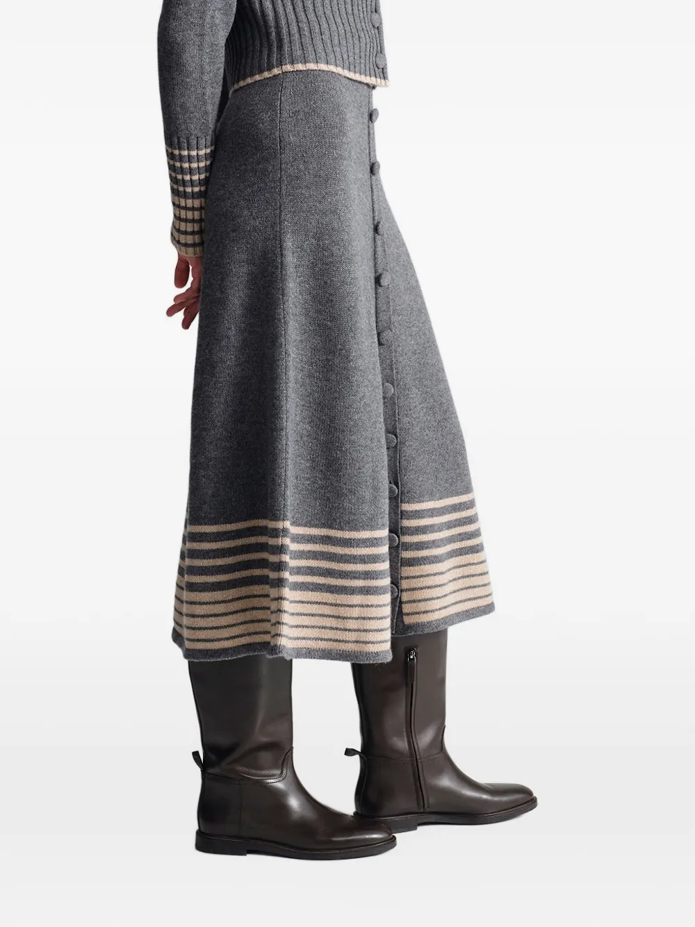 Cara Camden button-front midi skirt Grijs