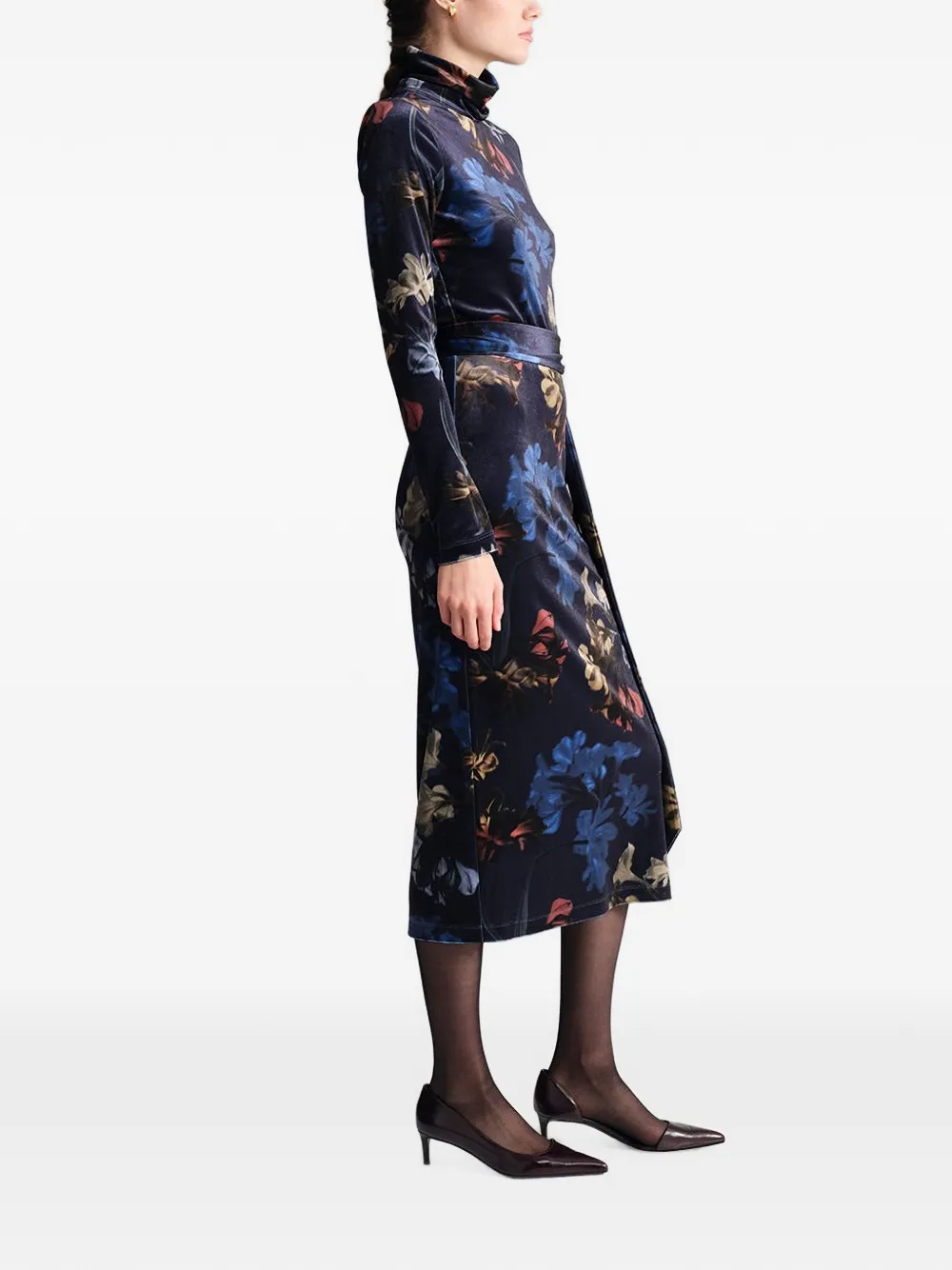 Cara Piper floral-print midi dress Blauw