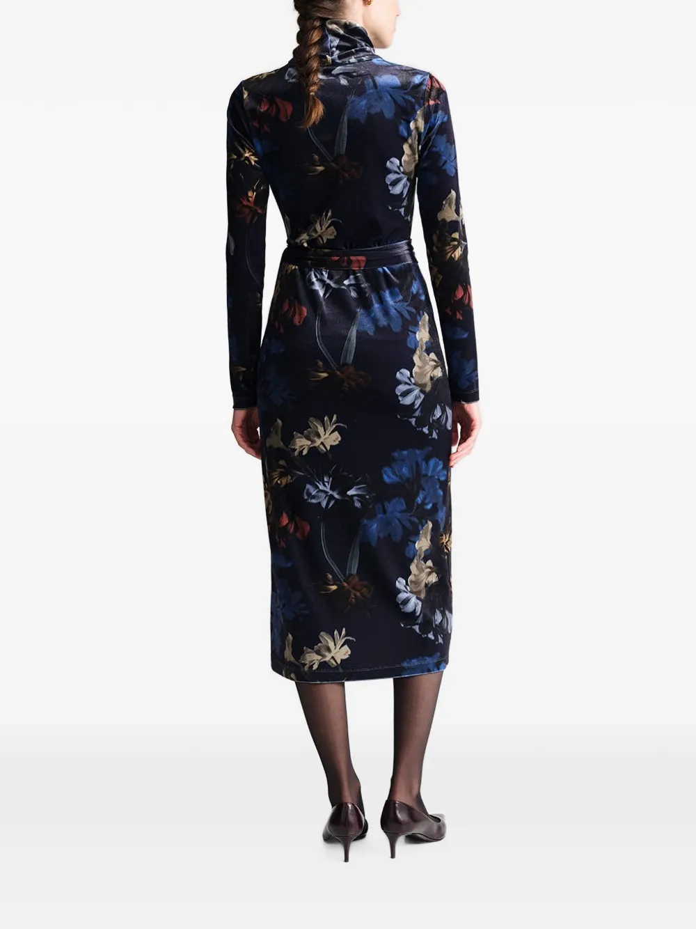 Cara Piper floral-print midi dress Blauw