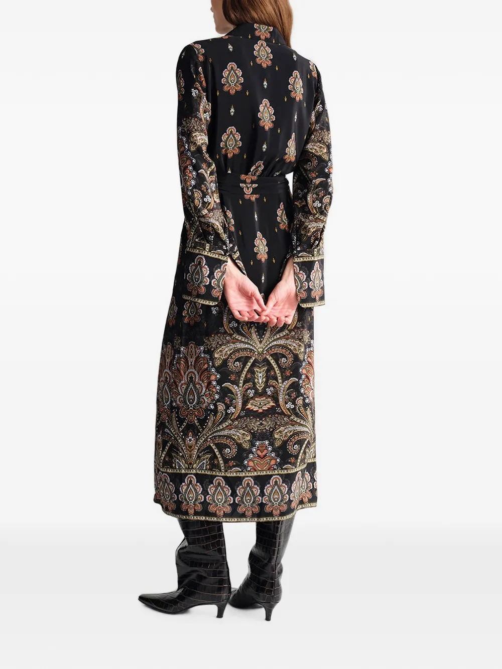 Cara Viv paisley-print midi dress Zwart