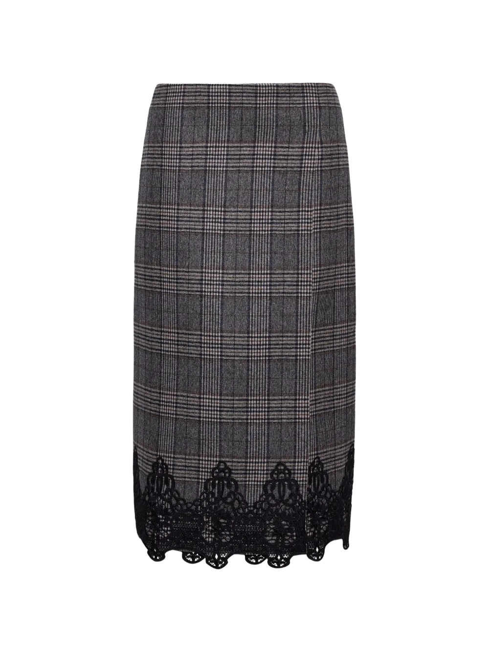 Cara Cara Allie lace-trimmed check midi skirt