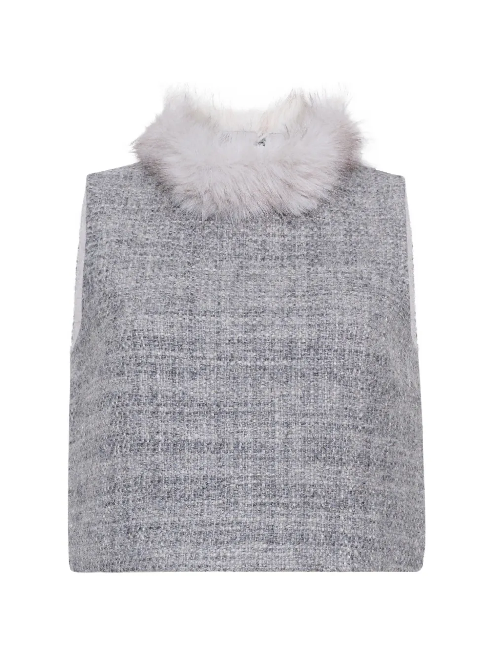 Cara Cara Gina faux-fur-trim top - Grigio