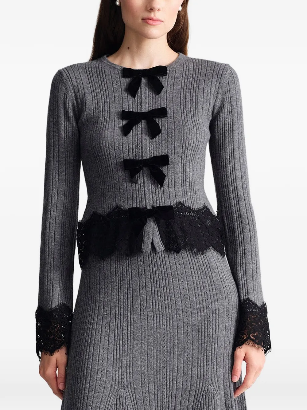 Cara Veda lace-trimmed cardigan Grijs