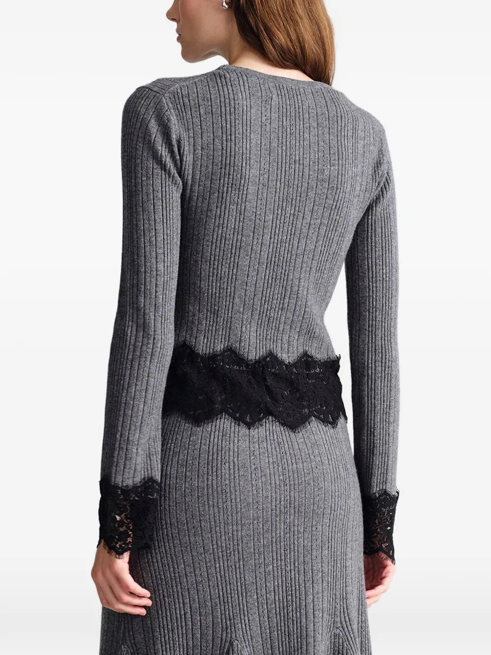 Cara Veda lace-trimmed cardigan Grijs
