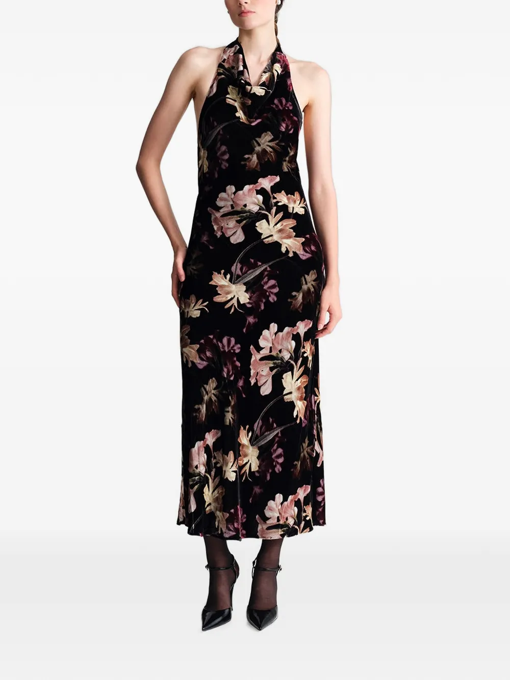 Cara Fara floral-print dress Zwart