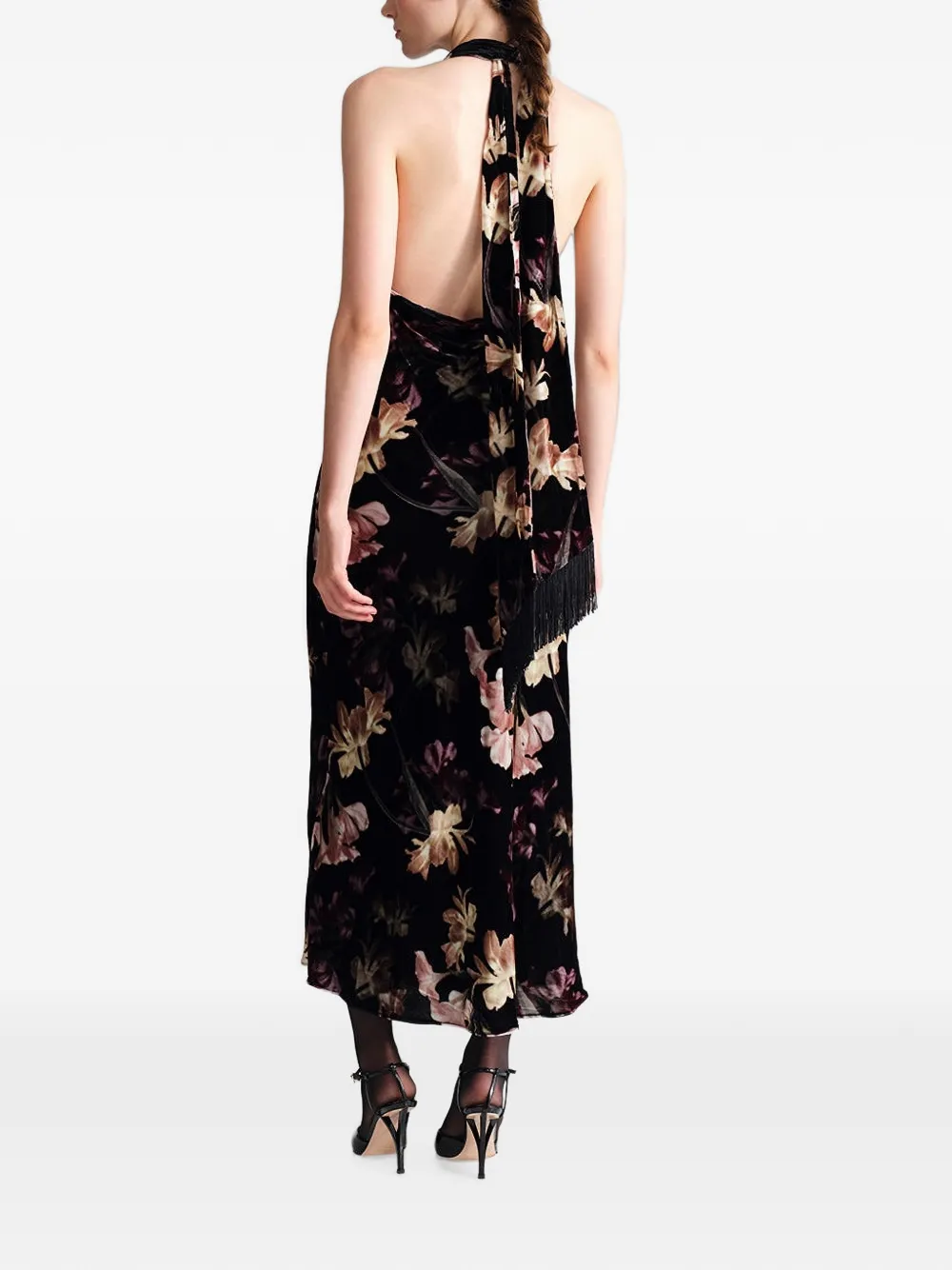 Cara Fara floral-print dress Zwart