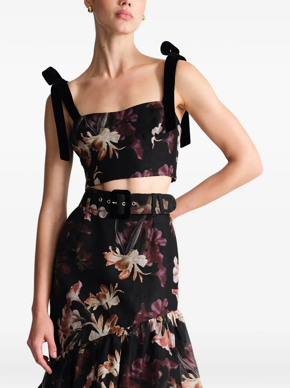 Cara Tira floral-print top Zwart