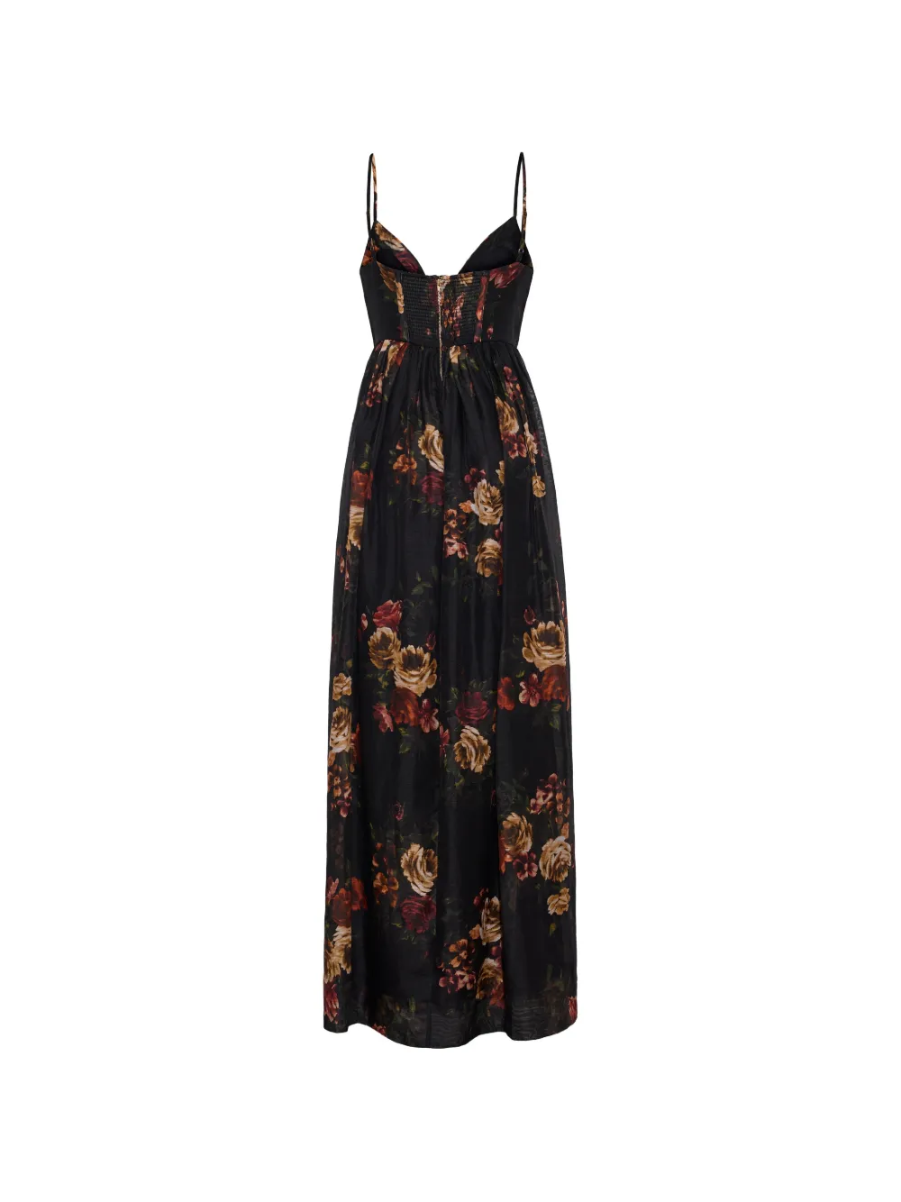 Cara Pero floral-print maxi dress Zwart