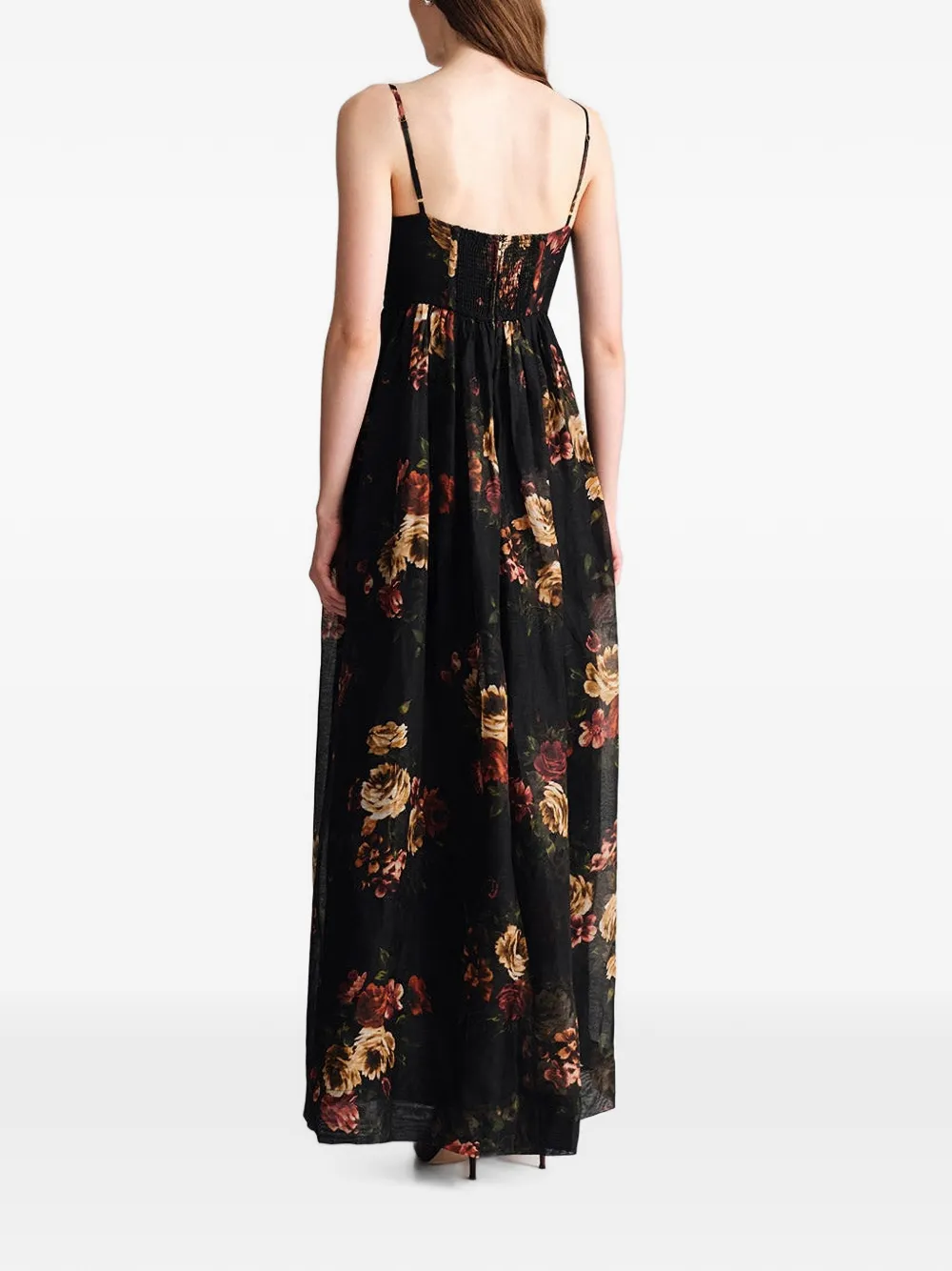 Cara Pero floral-print maxi dress Zwart