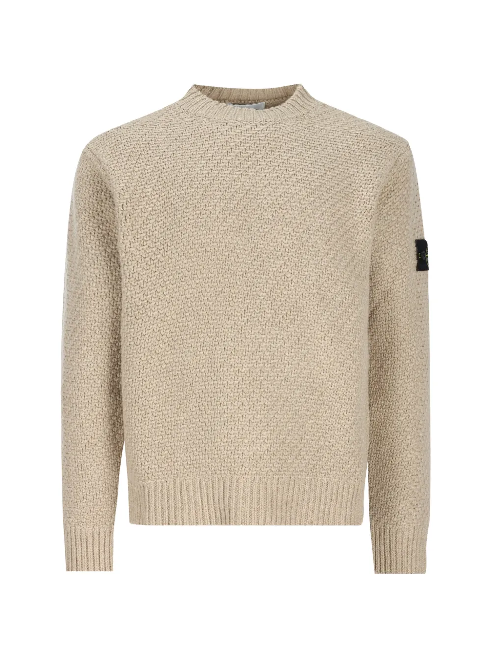 Stone Island basket-weave logo-patch sweater - Neutrals