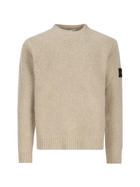 Stone Island basket-weave logo-patch sweater
