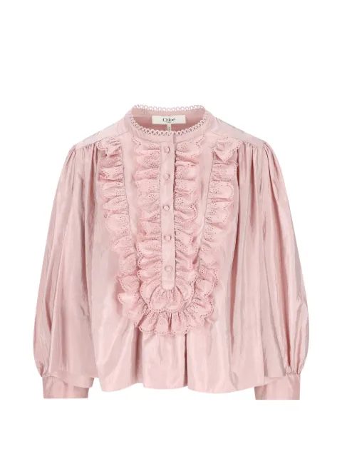 Chloé ruffled embroidered-detail top