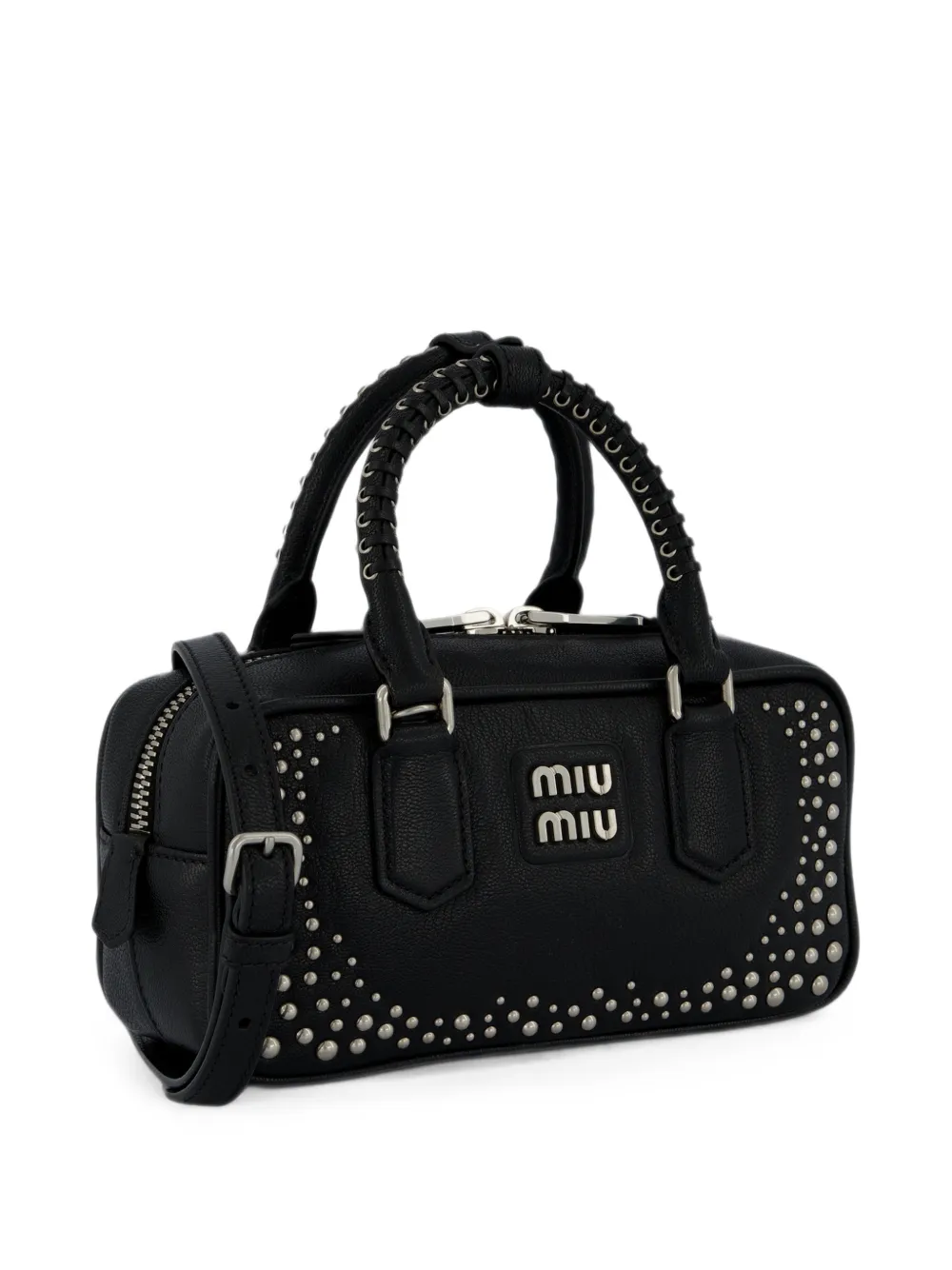 Miu Arcadie leren tas met studs Zwart