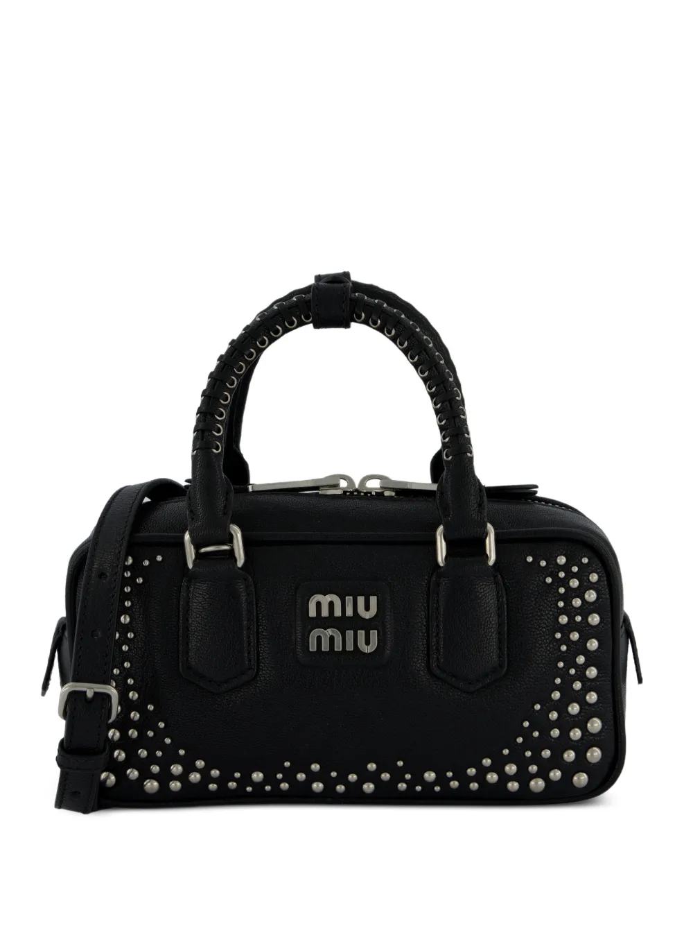 Miu Arcadie leren tas met studs Zwart