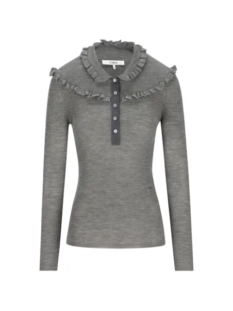 Chloé top con cuello henley y volantes