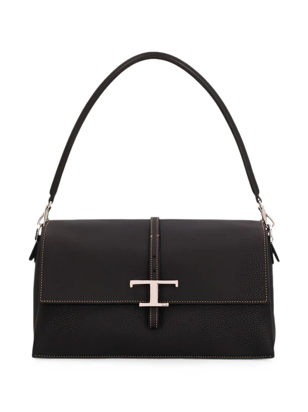 Tod's small T Timeless pebbled-leather shoulder bag - Nero
