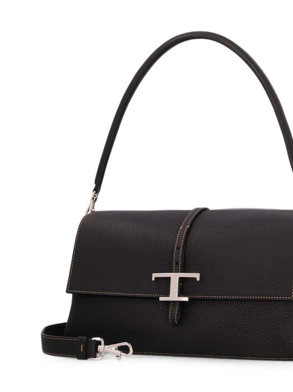 Tod's Small T Timeless Pebbled-leather Shoulder Bag in Black, view 3