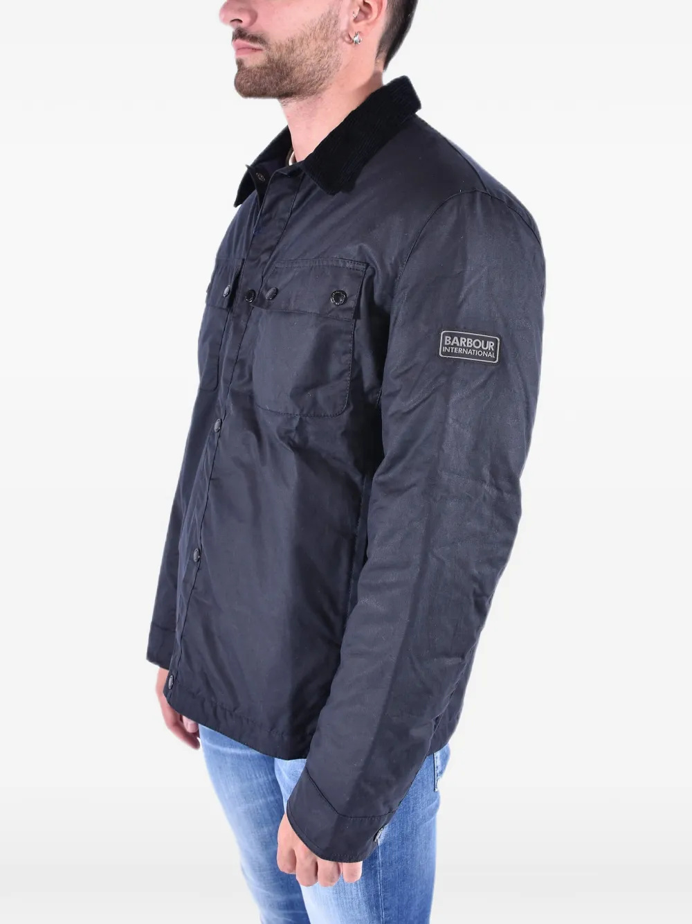 Barbour International Tourer jack van gewaxt katoen Blauw