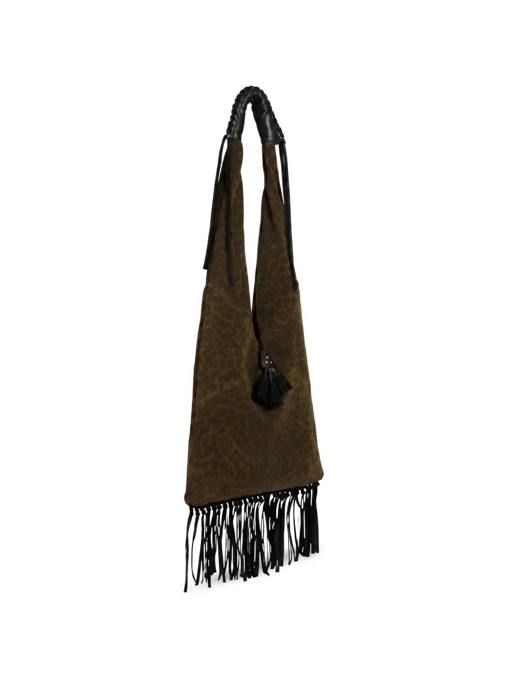 Jérôme Dreyfuss Aram leopard-print fringed shoulder bag Bruin