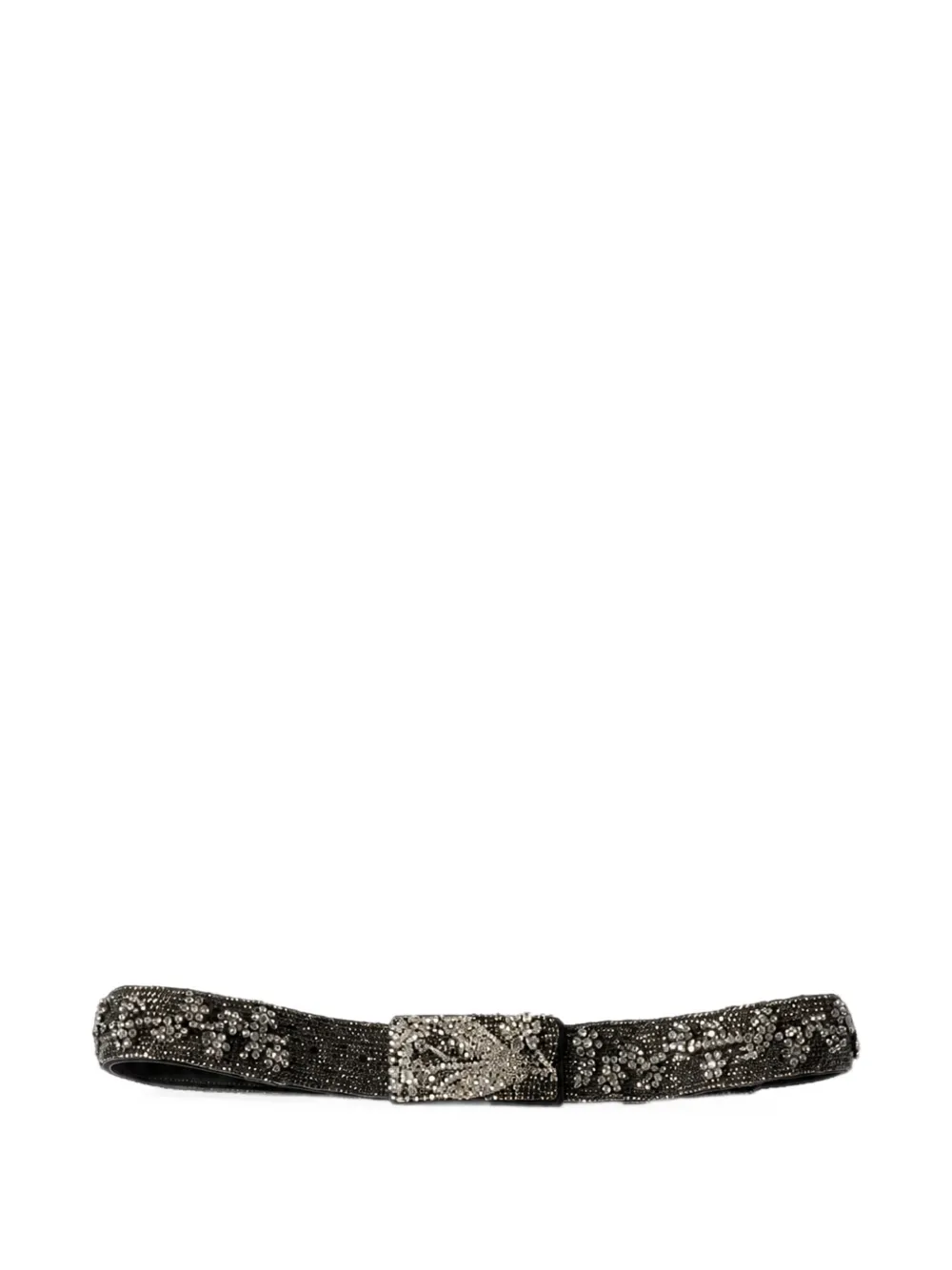 Miu Miu embroidered duchesse and leather belt - Nero