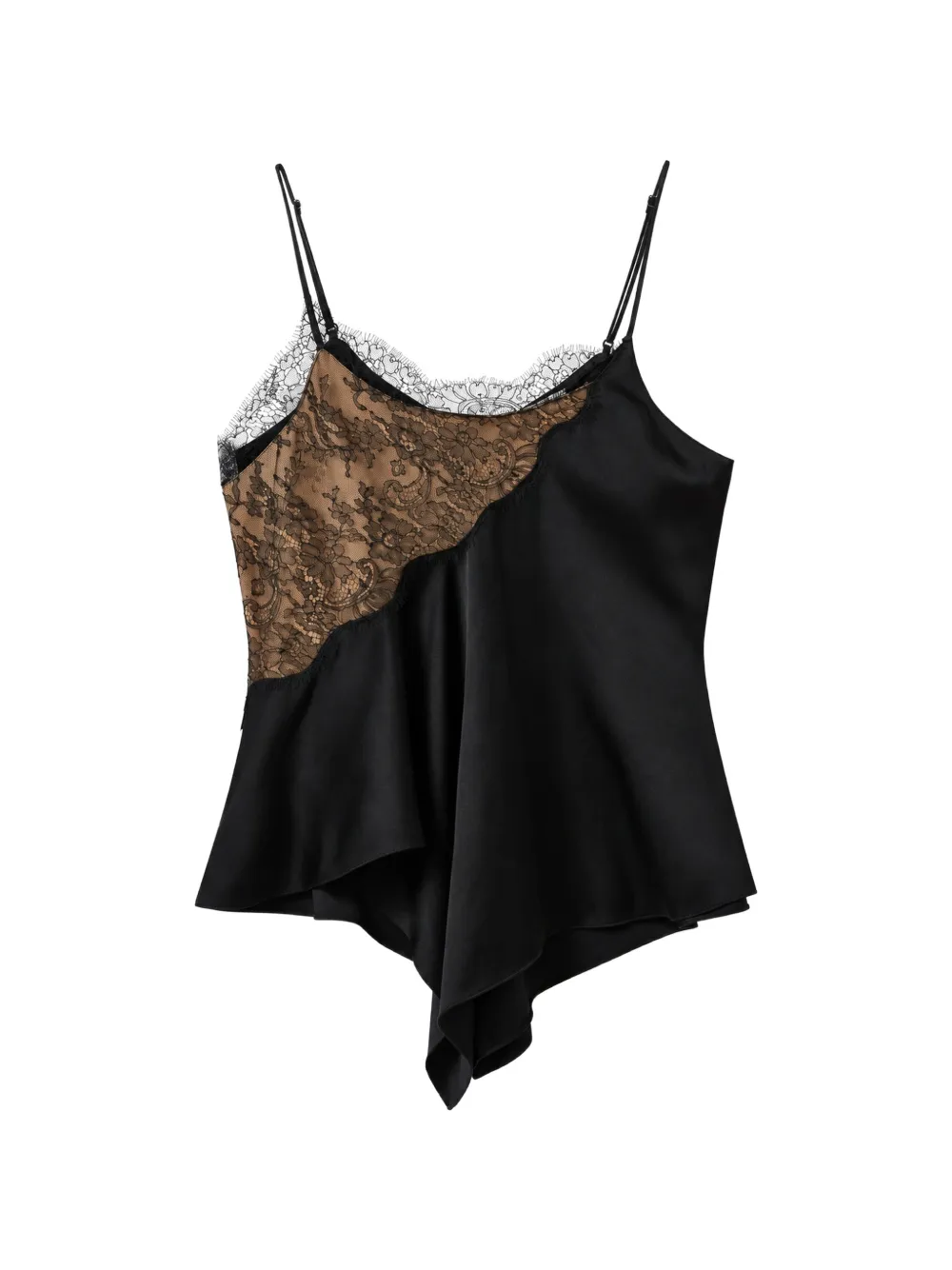 Stella McCartney lace-trim satin cami top - Nero