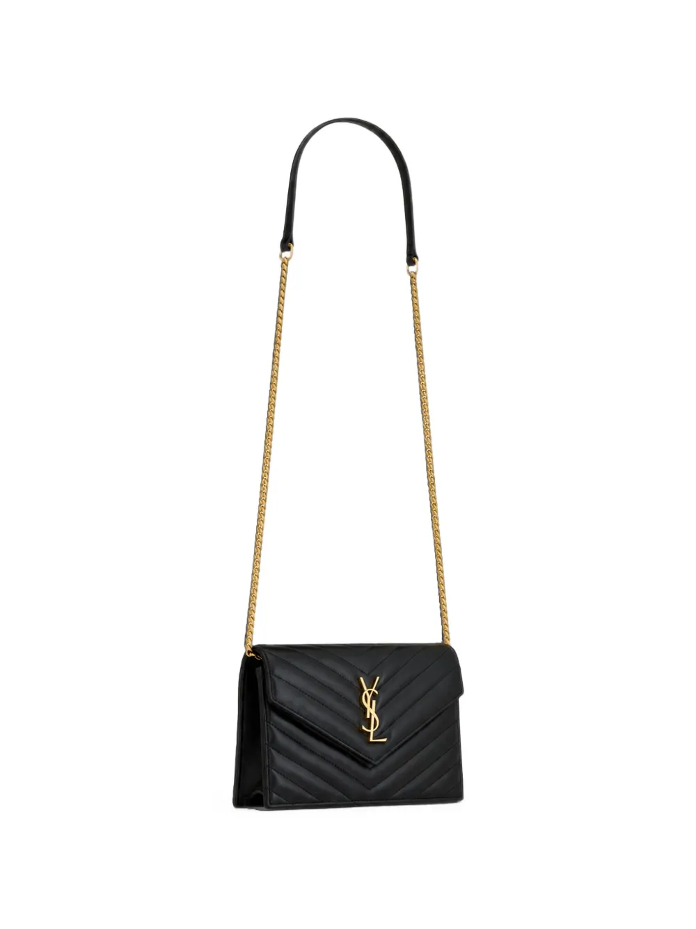Saint Laurent Cassandre Envelope quilted leather shoulder bag Zwart