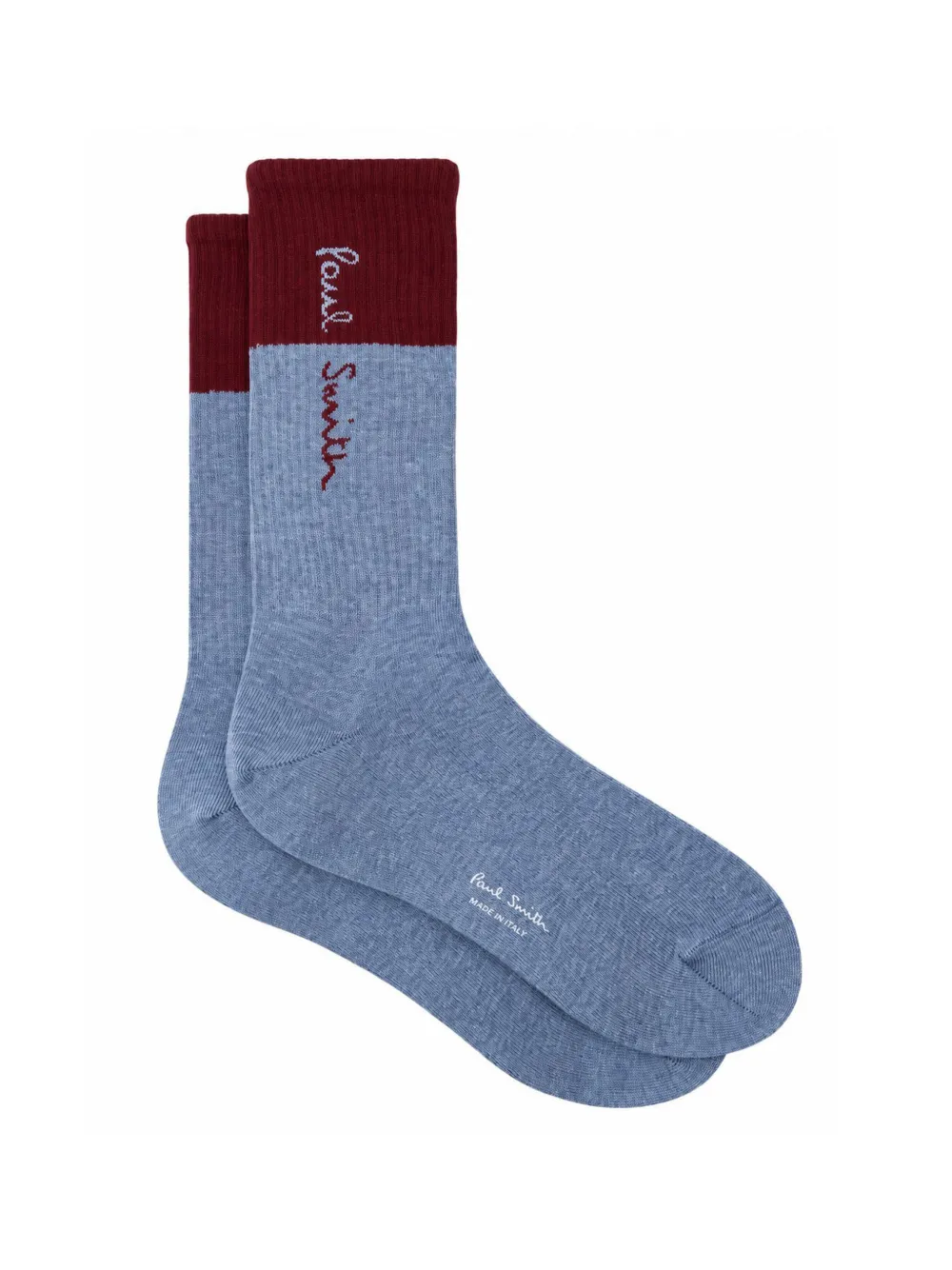 Paul Smith blue and burgundy half and half cotton socks