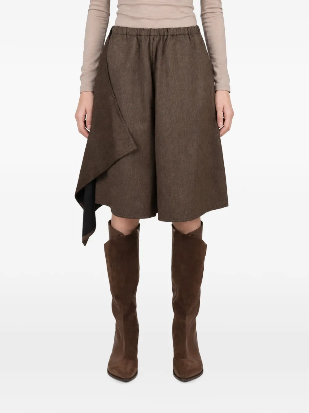 Niccolò Pasqualetti Nota draped shorts - Marrone