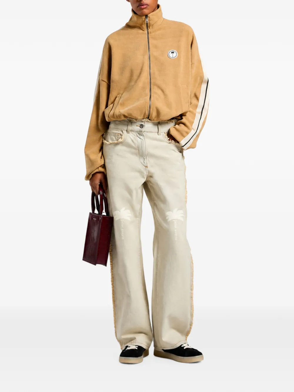 Palm Angels Palm Tree chenille track jacket Beige