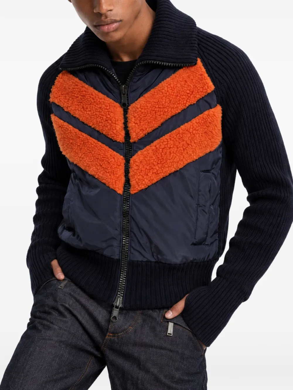 DSQUARED2 Jack van chevronfleece met gebreide mouwen Blauw