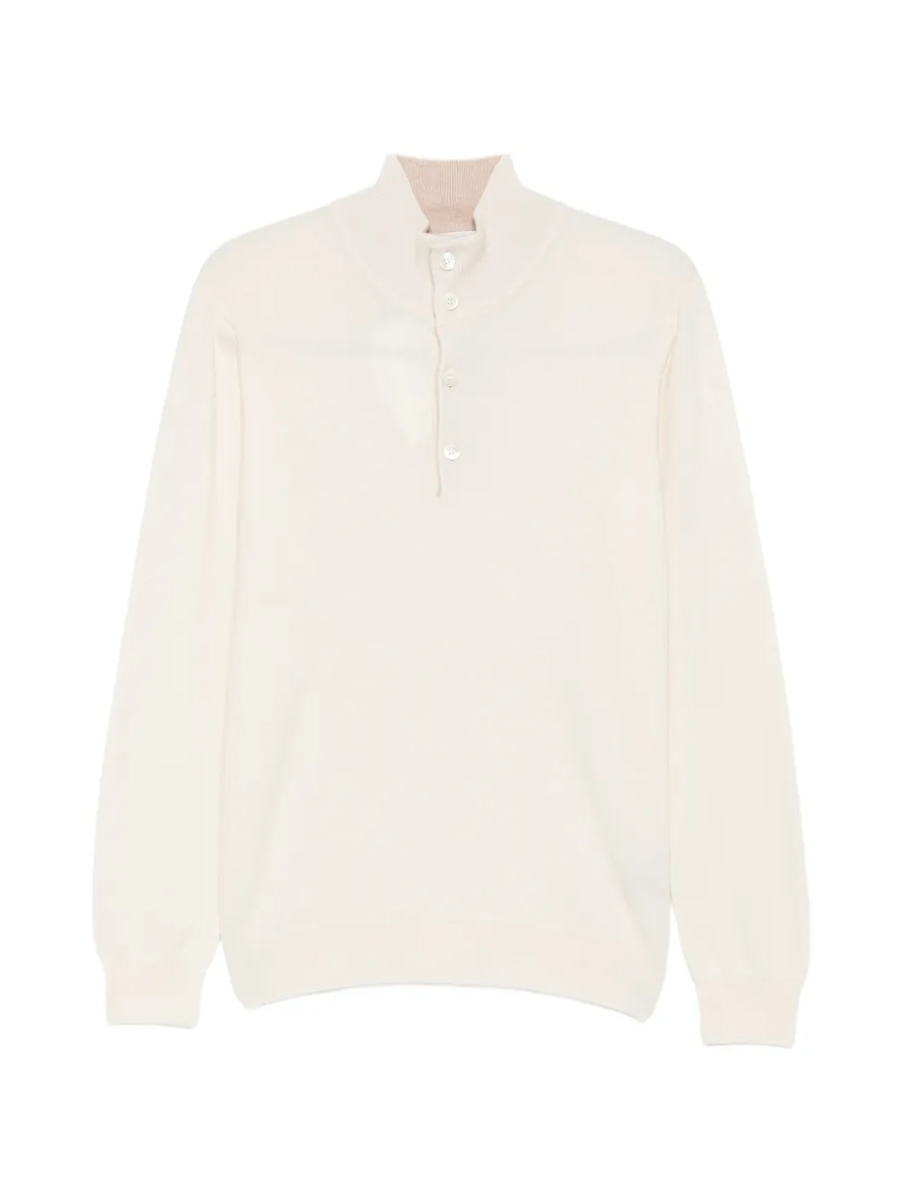 Della Ciana Button-up High-neck Sweater In White
