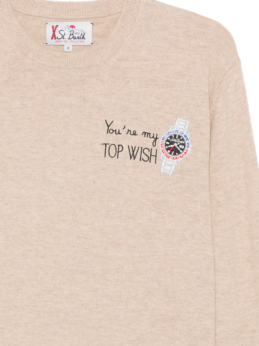 MC2 Saint Barth Heron embroidered crew-neck sweater Beige