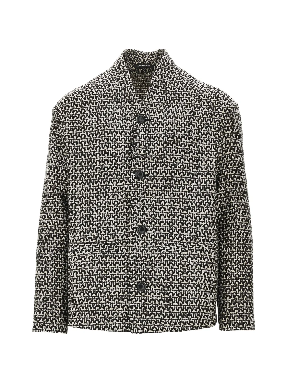Emporio Armani virgin-wool-blend textured cardigan - Black