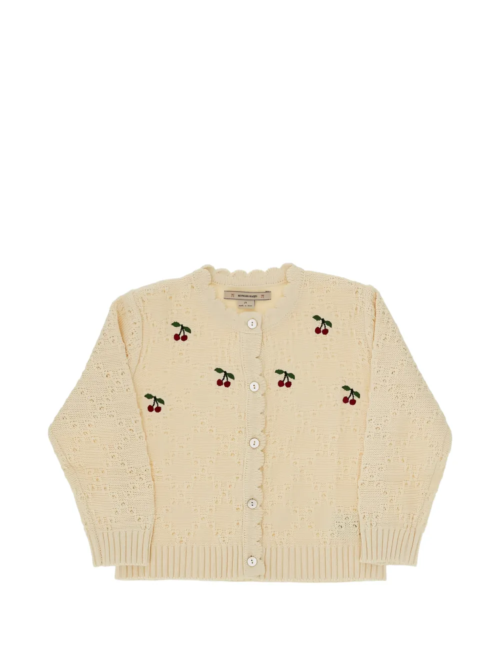 Konges Sløjd Cocolo cherry-embroidered pointelle-knit cardigan - Nude