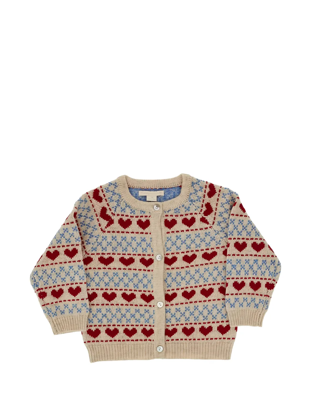 Konges Sløjd Belou heart-intarsia knitted cardigan - Toni neutri