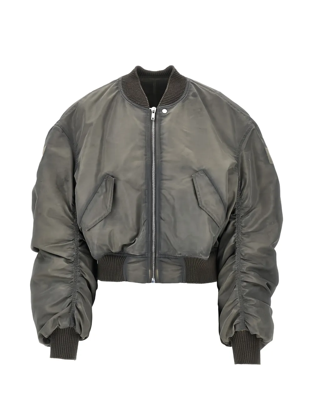 Rick Owens Secchia Flight cropped ruched-sleeve bomber jacket