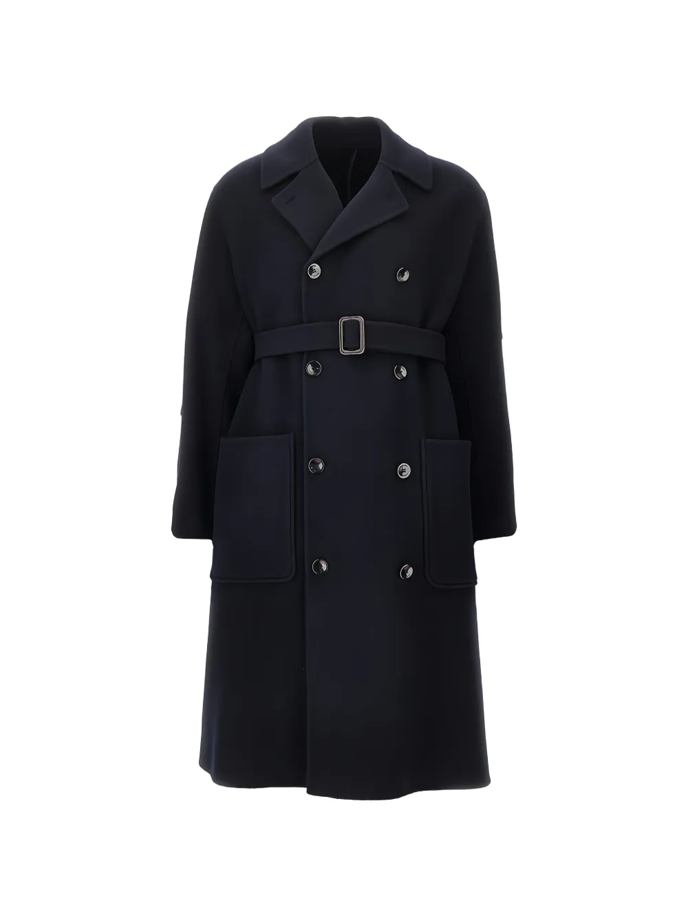 Emporio Armani double-breasted belted coat - Blau