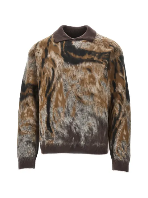 Emporio Armani abstract-print polo-collar sweater