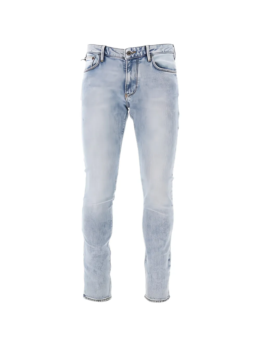 Emporio Armani five-pocket slim fit stone-washed jeans - Blu
