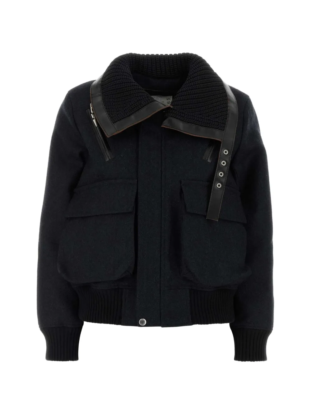 sacai paneled wool puffer jacket - Blu