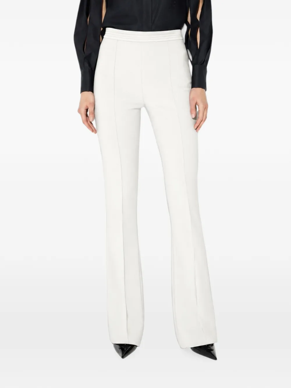 Elisabetta Franchi Broek van gelaagde stretch crêpe en satijn Beige