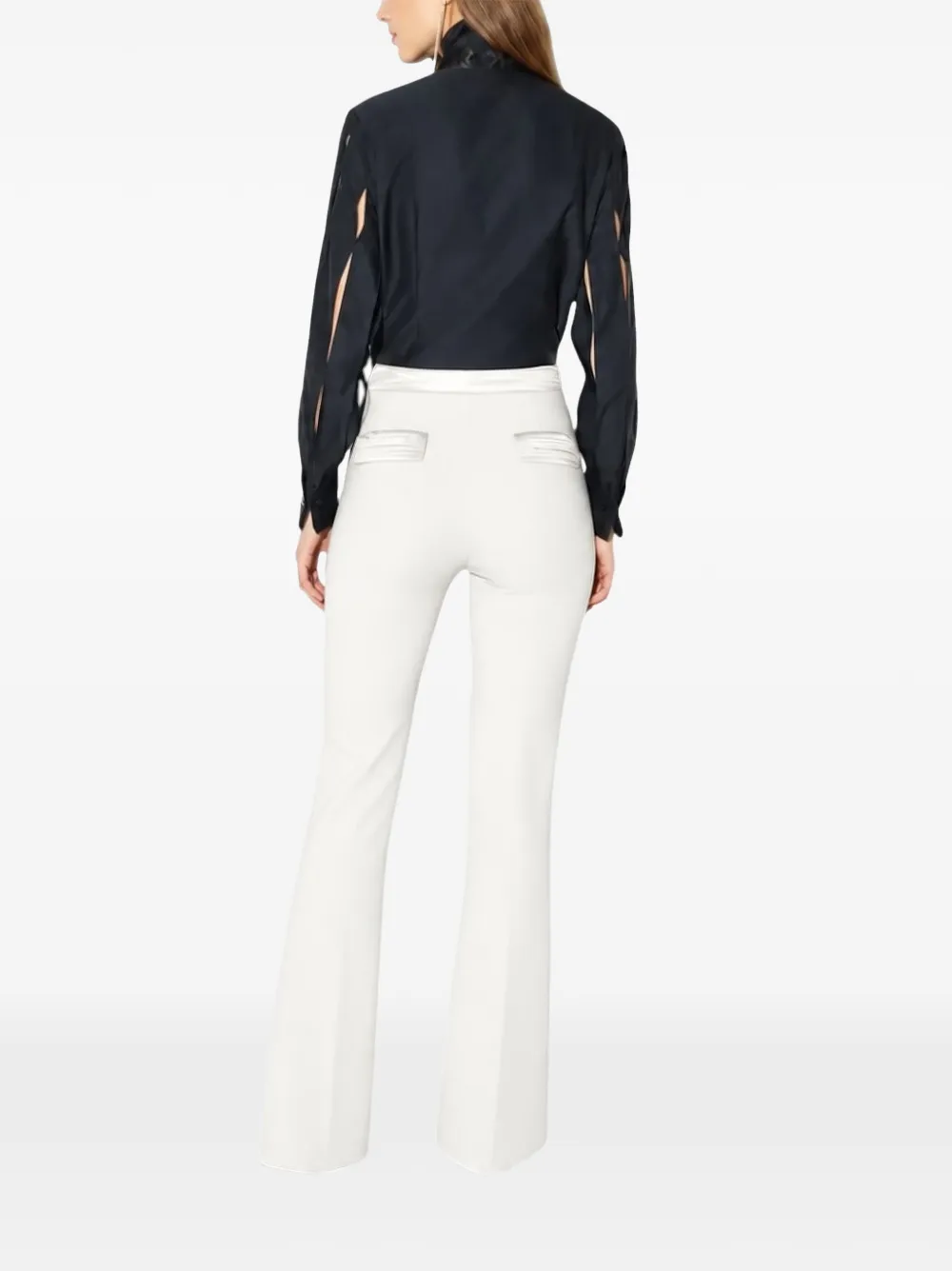 Elisabetta Franchi Broek van gelaagde stretch crêpe en satijn Beige