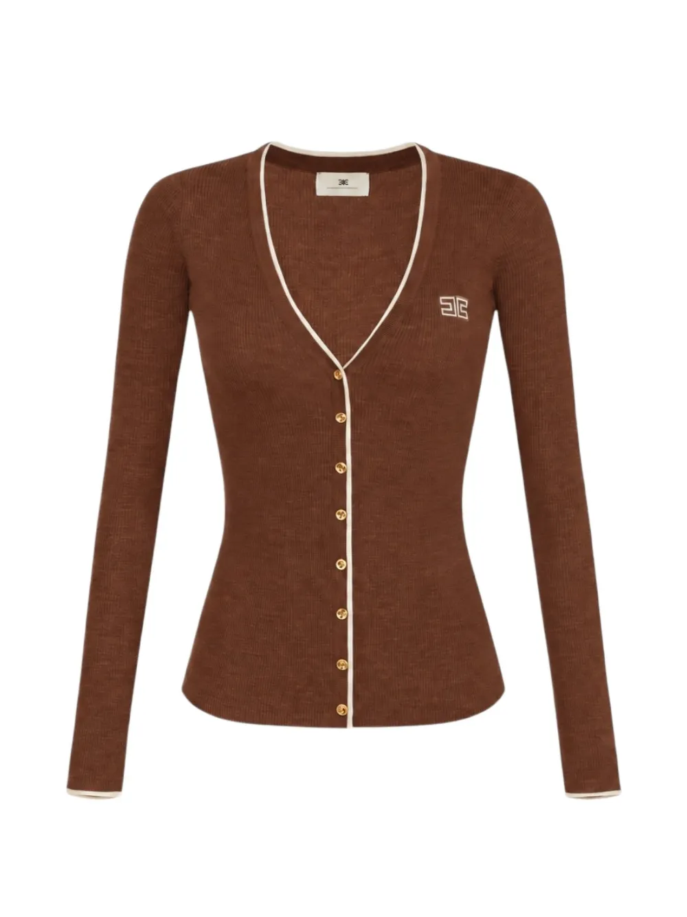 Elisabetta Franchi ribbed knit polo shirt - Marrone