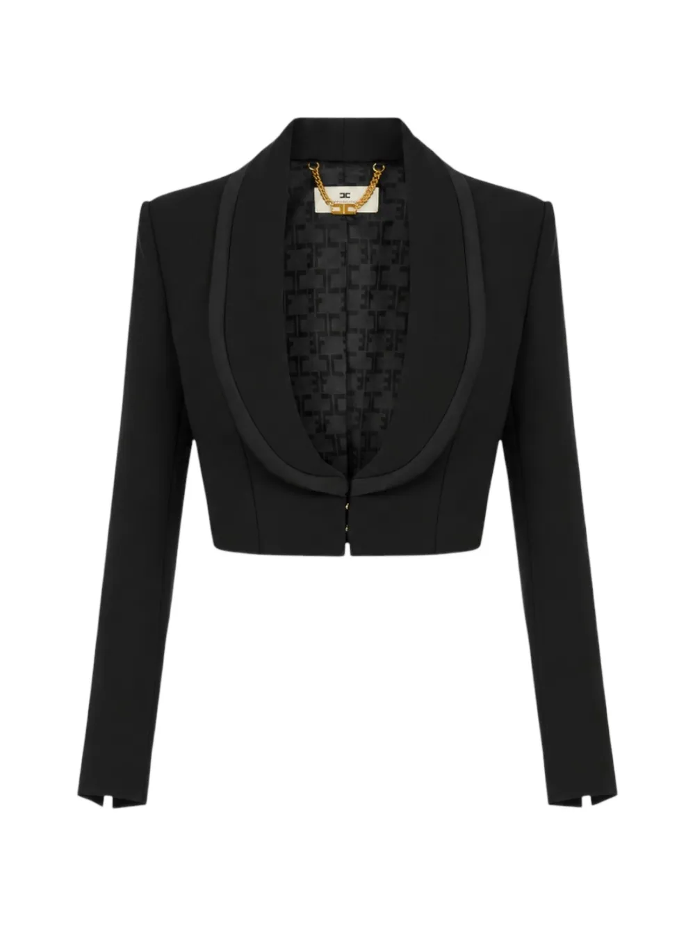 Elisabetta Franchi satin-lapel cropped jacket - Nero