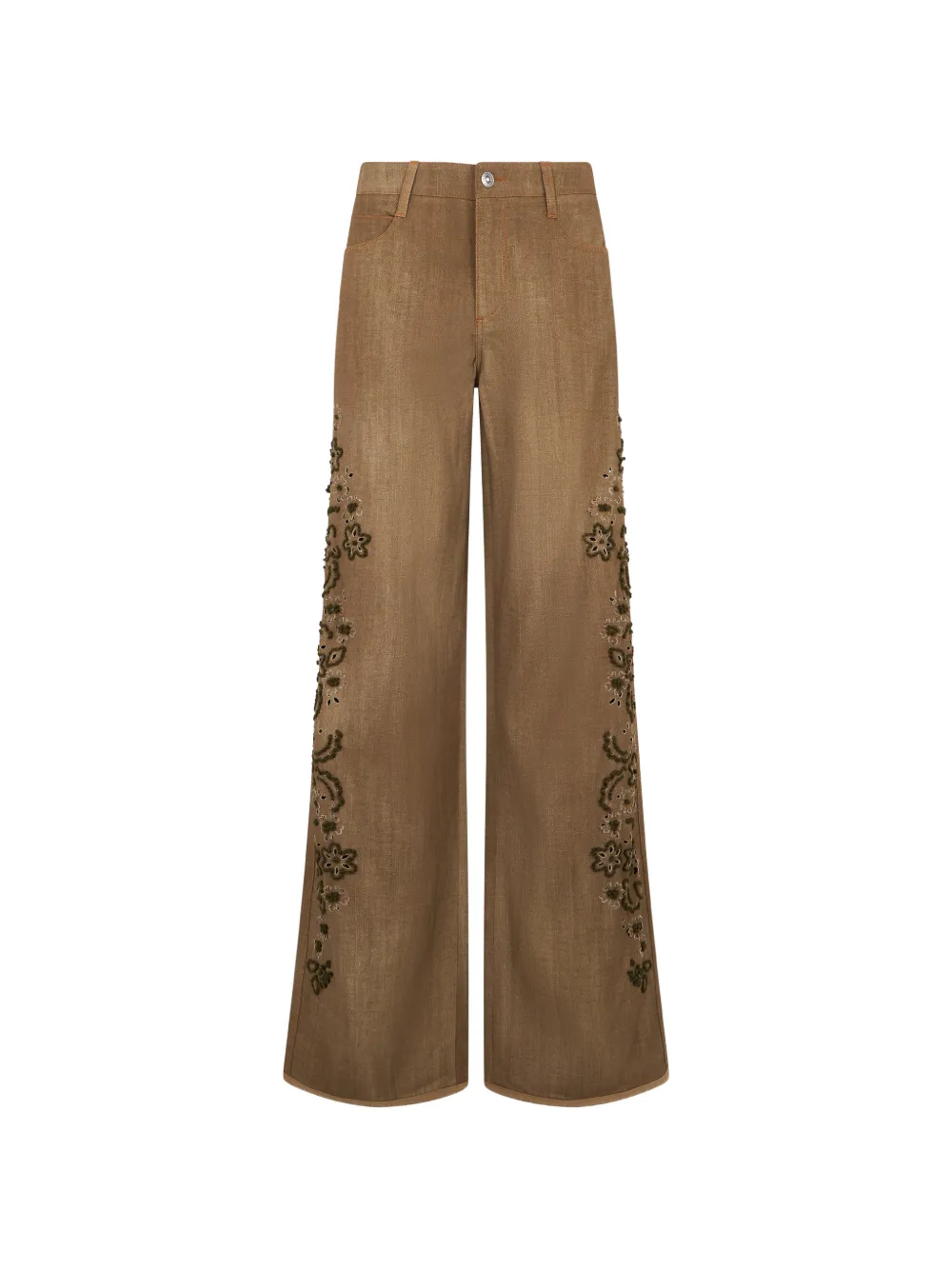 Ermanno Scervino floral-embroidered palazzo pants Bruin