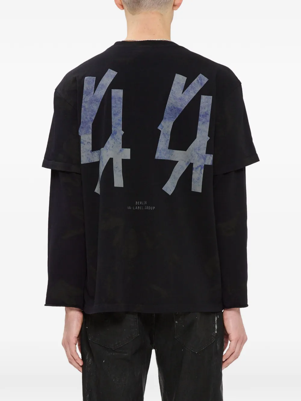 44 LABEL GROUP Artisanal 44 T-shirt met gelaagde mouwen Zwart