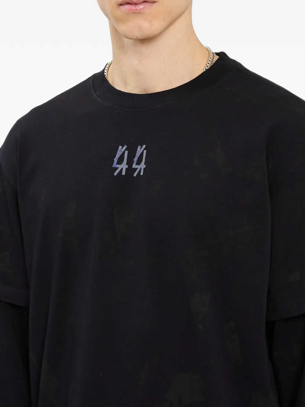 44 LABEL GROUP Artisanal 44 T-shirt met gelaagde mouwen Zwart
