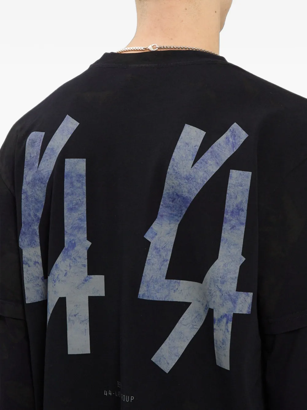 44 LABEL GROUP Artisanal 44 T-shirt met gelaagde mouwen Zwart