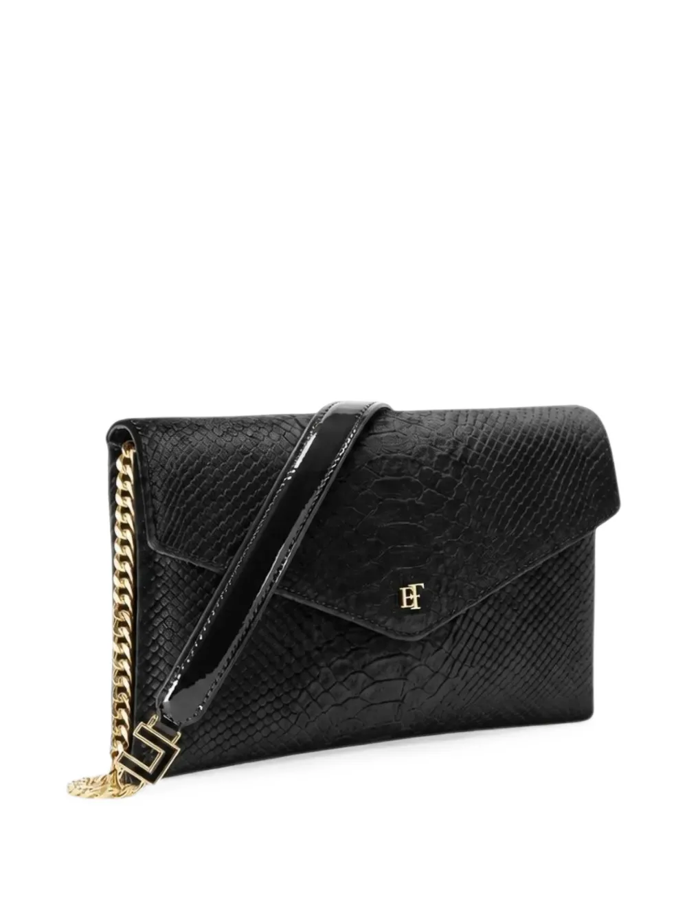 Elisabetta Franchi velvet clutch bag with crocodile print Zwart